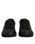 Dolce & Gabbana Black Leather London Heart Men Sneakers Shoes