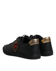 Dolce & Gabbana Black Leather London Heart Men Sneakers Shoes