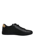 Dolce & Gabbana Black Leather London Heart Men Sneakers Shoes