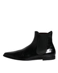 Dolce & Gabbana Black Leather Chelsea Men Ankle Boots Shoes