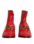 Dolce & Gabbana Red Leather Logo Chelsea Ankle Boots Shoes