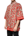 Dolce & Gabbana Beige Cherry Nylon Buttoned Casual Shirt