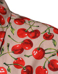 Dolce & Gabbana Beige Cherry Button Down Men Casual Shirt
