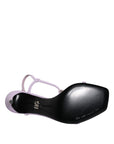 Dolce & Gabbana Lilac Leather Logo Ankle Strap Heels Sandals Shoes