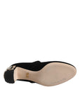 Dolce & Gabbana Black Suede Crystal Mary Jane Heels Shoes
