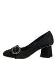 Dolce & Gabbana Black Brocade Crystals Heels Pumps Shoes