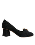 Dolce & Gabbana Black Brocade Crystals Heels Pumps Shoes