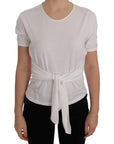 Dolce & Gabbana Elegant White Wrap Blouse with Crystal Accents