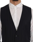 Dolce & Gabbana Elegant Striped Wool Blend Vest Waistcoat