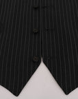 Dolce & Gabbana Elegant Gray Striped Vest Waistcoat