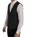 Dolce & Gabbana Elegant Gray Striped Single Breasted Vest