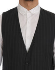 Dolce & Gabbana Elegant Gray Striped Single Breasted Vest
