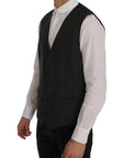 Dolce & Gabbana Elegant Striped Gray Wool Blend Waistcoat Vest