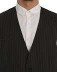 Dolce & Gabbana Elegant Striped Gray Wool Blend Waistcoat Vest