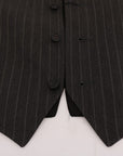 Dolce & Gabbana Elegant Striped Gray Wool Blend Waistcoat Vest