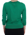 Dolce & Gabbana Embellished Green Silk Pullover Sweater