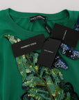 Dolce & Gabbana Embellished Green Silk Pullover Sweater