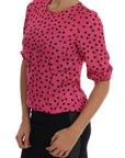 Dolce & Gabbana Chic Pink Polka Dotted Silk Blouse