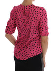 Dolce & Gabbana Chic Pink Polka Dotted Silk Blouse