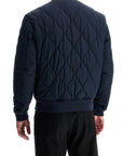 Boss Boss dark blue slim fit quilted down jacket with wavy pattern