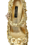 Dolce & Gabbana Gold Floral Crystal Embellished Pumps