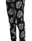 Dolce & Gabbana Slim Fit Leaf Print Ankle Pants