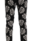 Dolce & Gabbana Slim Fit Leaf Print Ankle Pants