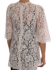 Dolce & Gabbana Elegant White Lace Embellished Mini Blouse