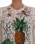 Dolce & Gabbana Elegant White Lace Embellished Mini Blouse