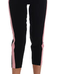 Dolce & Gabbana Chic Black Capri Pants with Pink Side Stripes