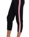 Dolce & Gabbana Chic Black Capri Pants with Pink Side Stripes