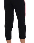 Dolce & Gabbana Chic Black Capri Pants with Pink Side Stripes