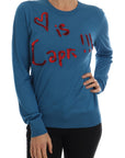Dolce & Gabbana Blue Silk Sequined Capri Pullover Sweater