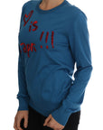 Dolce & Gabbana Blue Silk Sequined Capri Pullover Sweater