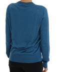 Dolce & Gabbana Blue Silk Sequined Capri Pullover Sweater