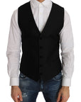 Dolce & Gabbana Elegant Polka Dot Black Dress Vest