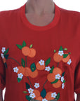 Dolce & Gabbana Elegant Red Silk Crystal-Embellished Blouse