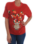 Dolce & Gabbana Elegant Red Silk Crystal-Embellished Blouse
