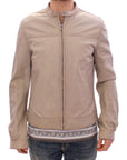 Dolce & Gabbana Elegant Beige Leather Lambskin Jacket