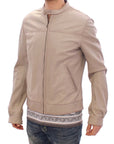 Dolce & Gabbana Elegant Beige Leather Lambskin Jacket