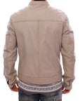 Dolce & Gabbana Elegant Beige Leather Lambskin Jacket