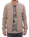 Dolce & Gabbana Elegant Beige Leather Lambskin Jacket
