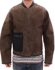 Dolce & Gabbana Elegant Leather & Wool Blend Jacket