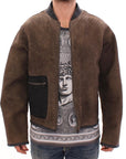 Dolce & Gabbana Elegant Leather & Wool Blend Jacket