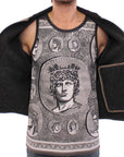 Dolce & Gabbana Elegant Leather & Wool Blend Jacket