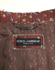 Dolce & Gabbana Exclusive Boxer Print Bordeaux Leather Jacket