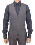 Dolce & Gabbana Elegant Gray Striped Dress Vest