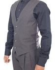 Dolce & Gabbana Elegant Gray Striped Dress Vest