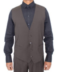 Dolce & Gabbana Elegant Brown Striped Wool Dress Vest