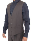 Dolce & Gabbana Elegant Brown Striped Wool Dress Vest